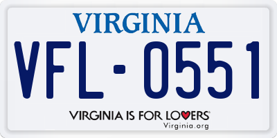 VA license plate VFL0551