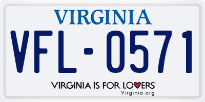 VA license plate VFL0571