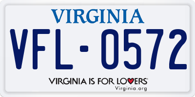 VA license plate VFL0572