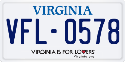 VA license plate VFL0578
