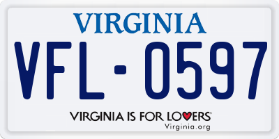 VA license plate VFL0597