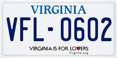 VA license plate VFL0602