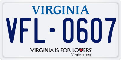 VA license plate VFL0607
