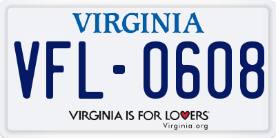 VA license plate VFL0608