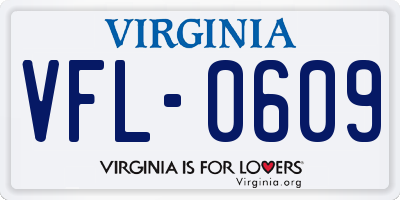 VA license plate VFL0609