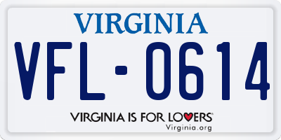 VA license plate VFL0614