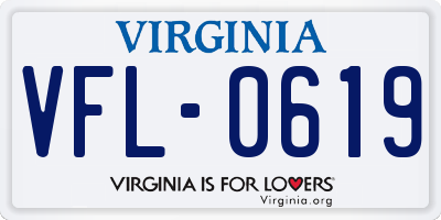 VA license plate VFL0619
