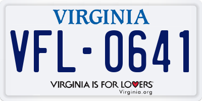 VA license plate VFL0641
