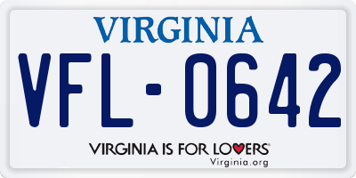 VA license plate VFL0642