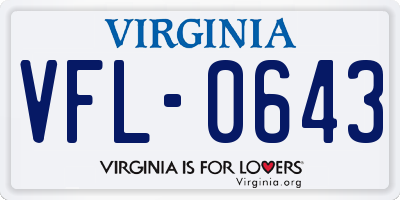 VA license plate VFL0643