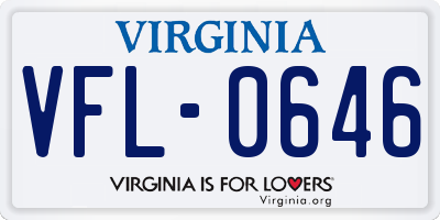 VA license plate VFL0646