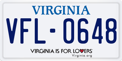 VA license plate VFL0648