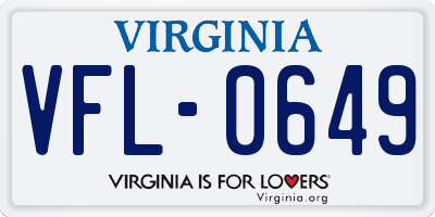 VA license plate VFL0649