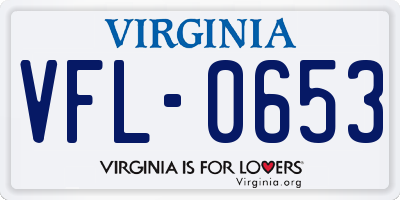 VA license plate VFL0653