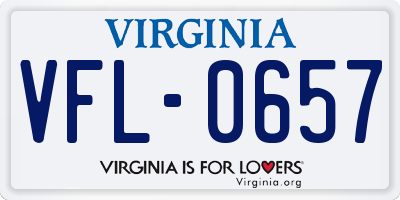 VA license plate VFL0657