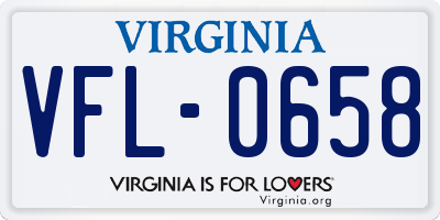 VA license plate VFL0658