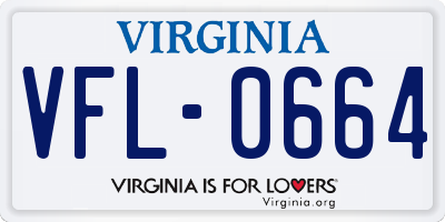 VA license plate VFL0664