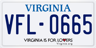 VA license plate VFL0665