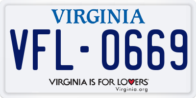 VA license plate VFL0669
