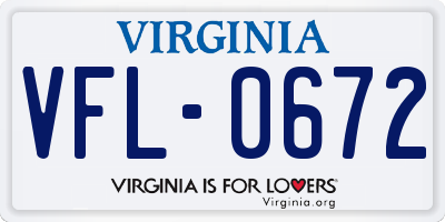 VA license plate VFL0672