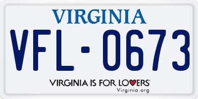 VA license plate VFL0673