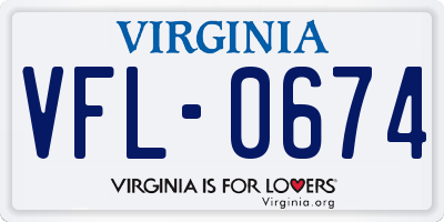 VA license plate VFL0674