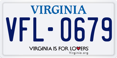 VA license plate VFL0679
