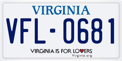 VA license plate VFL0681