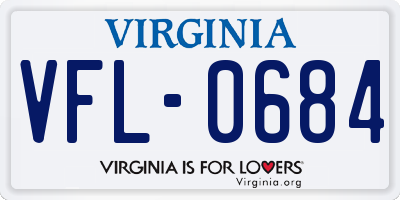 VA license plate VFL0684
