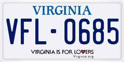 VA license plate VFL0685
