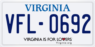 VA license plate VFL0692
