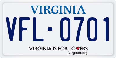 VA license plate VFL0701