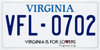 VA license plate VFL0702