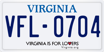 VA license plate VFL0704