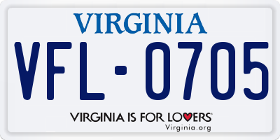 VA license plate VFL0705