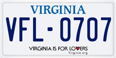 VA license plate VFL0707