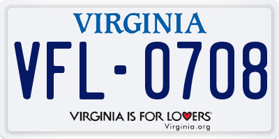VA license plate VFL0708