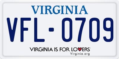 VA license plate VFL0709