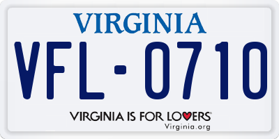 VA license plate VFL0710