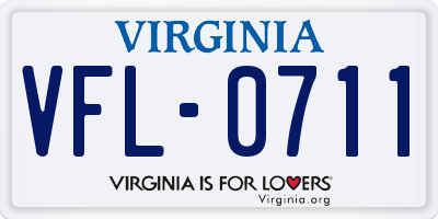 VA license plate VFL0711