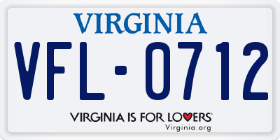 VA license plate VFL0712