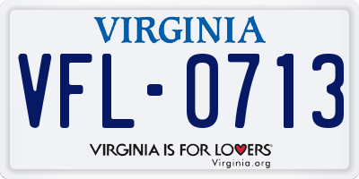 VA license plate VFL0713