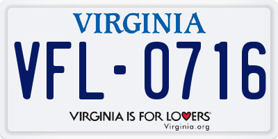 VA license plate VFL0716