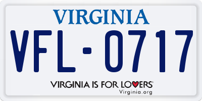 VA license plate VFL0717