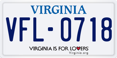 VA license plate VFL0718
