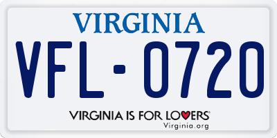 VA license plate VFL0720