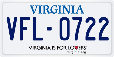 VA license plate VFL0722