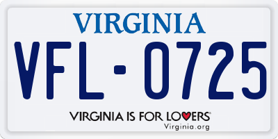 VA license plate VFL0725