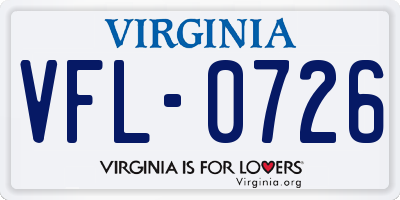 VA license plate VFL0726