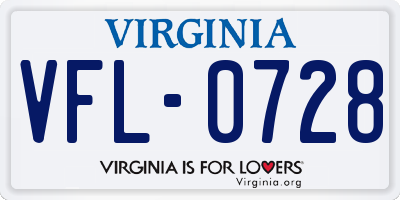 VA license plate VFL0728
